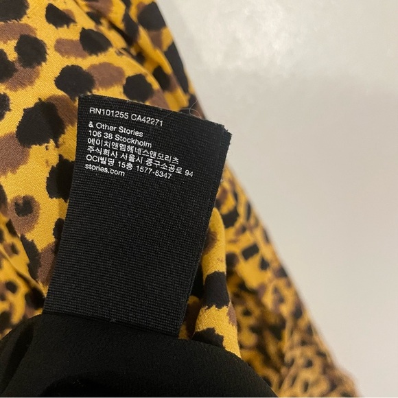 & Other Stories Long Sleeve Leopard Print Mini Dress Size 10 Gold Black Cheetah - Picture 5 of 7